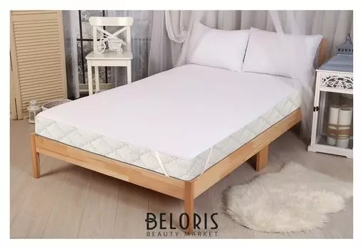 Наматрасник непромокаемый бережный с резинкой по углам 200х200 см, хл 80%, п/э 20%