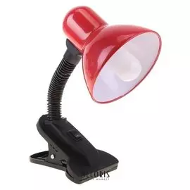 Настольная лампа на прищепке с кнопкой, красная, провод 78 см