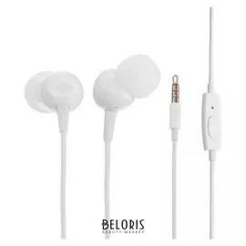 Наушники Blast Bah-240, вакуумные, микрофон, 116 дБ, 32 Ом, 3.5 мм, 1.3 м, белые