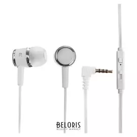 Наушники Blast Bah-250, вакуумные, микрофон, 103 дБ, 32 Ом, 3.5 мм, 1.2 м, белые