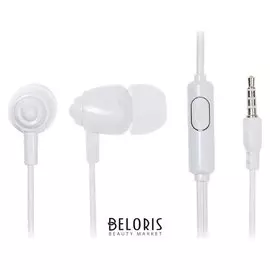 Наушники Krutoff Hf-p1, вакуумные, микрофон, 106 дБ, 16 Ом, 3.5 мм, 1 м, белые