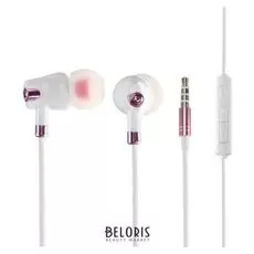 Наушники Luazon W-10, вакуумные, микрофон, бело-розовые
