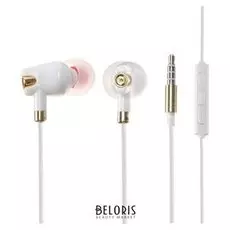 Наушники Luazon, вакуумные, микрофон, бело- жёлтые