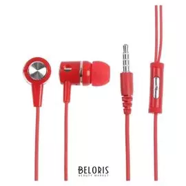 Наушники Luazon, вакуумные, микрофон, красные