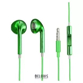 Наушники Luazon, вкладыши, микрофон, зелёные