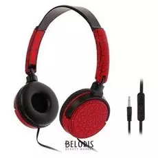 Наушники накладные Luazon, накладные, микрофон, красно-черные