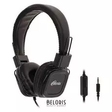 Наушники Ritmix Rh-605m, накладные, микрофон, 105 дБ, 32 Ом, 3.5 мм, 1.8 м, черные