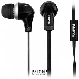 Наушники с микрофоном (гарнитура) вкладыши SVEN SEB-260M, провод 1,2 м, черные