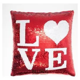 Наволочка декоративная этель "I Love" 40*40 см, пайетки, 100% п/э