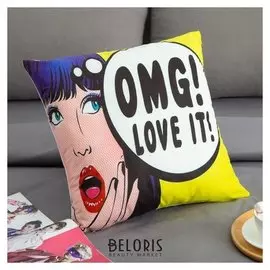 Наволочка декоративная этель красотки "OMG" 42 х 42 см, велюр