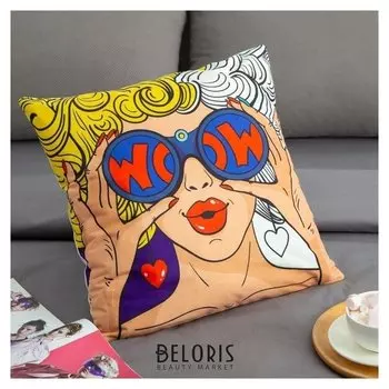 Наволочка декоративная этель красотки "WOW" 42 х 42 см, велюр