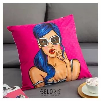 Наволочка декоративная этель красотки "Загадка" 42 х 42 см, велюр