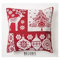 Наволочка декоративная этель "Новогодние игрушки", 44*44±3 см, 100%п/э, гобелен