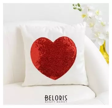 Наволочка декоративная этель "Сердце" цв. красный,40 х 40 см, велюр