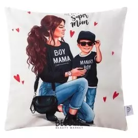 Наволочка декоративная этель "Super Mom", 40*40 см,100% п/э