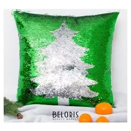 Наволочка декоративная хамелеон 40*40 см ёлочка (Вид 2), пайетки, 100% п/э