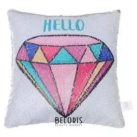 Наволочка декоративная с пайетками "Этель" бриллиант, 40х40 см, велюр, 100% п/э