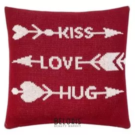 Наволочка вязаная "Этель" Kiss.love.hug, 35х35 см, 100% полиэстер
