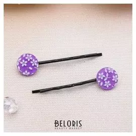 Невидимка для волос "Белые цветочки" круг