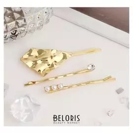 Невидимка для волос "Джессика" (Набор 3 шт) 5 и 5,5 см, золото