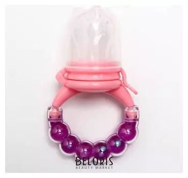 Ниблер для прикорма, с силиконовой сеточкой, ручка-погремушка, цвет фиолетовый