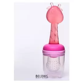 Ниблер с силиконовой сеточкой и силиконовой ручкой-грызунком, цвет розовый