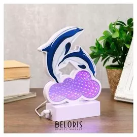 Ночник эффект бесконечности "Дельфины" 5х14х15 см.