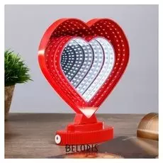 Ночник эффект бесконечности "Два сердца" 4,5х17х20 см.