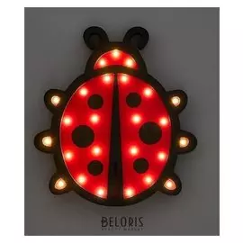 Ночник "Божья коровка" 25хled батарейки 2ааа красно-черный 26,5х3,5х29,5 см