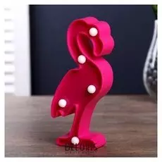 Ночник "Фламинго" 5 LED батарейки 3xag13 розовый 7,5х3х15,3 см.