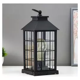 Ночник "Фонарь. клетка" чёрная от батареек 3ааа 30х14х14 см