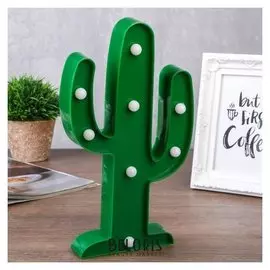 Ночник "Кактус" 8хled батарейки 2хaa зеленый 14х3х25 см.