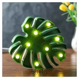 Ночник "Лист" 9хled батарейки 2АА зеленый 18х3х20 см