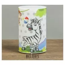 Ночник пластик "Зебра и обезьянка" от батареек Cr2032х1 7,1х7,1х11,3 см