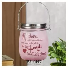 Ночник стекло LED "Баночка с надписью" от 3 батареек АА 13х10х10 см