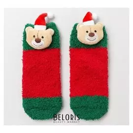 Носки детские махра-травка, цвет красный, размер 12-14