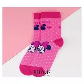 Носки детские "Минни маус", 14-16 см, 2-3 года, 80% хлопок, 17% полиамид, 3% эластан