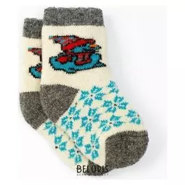 Носки детские шерстяные "С новым годом", цвет белый, размер 22