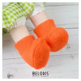 Носки для куклы, длина стопы 6 см, цвет оранжевый