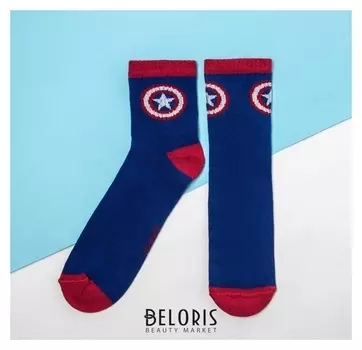 Носки "Капитан америка", мстители, синий, 20-22 см