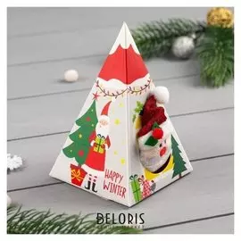 Носки махровые в подарочной коробке "Дед мороз", 12-22 см