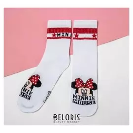 Носки "Minnie Mouse", минни маус, белый, 16-18 см