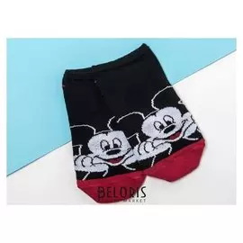 Носки (Следки), микки маус, чёрный, 22-24 см