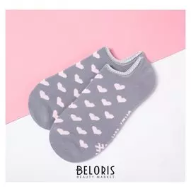 Носки укороченные "Сердечки" р. 36-39 (23-25 см), серый