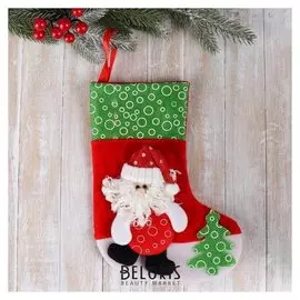 Носок для подарков "Дед мороз с ёлочкой" 19*26 см