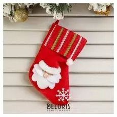 Носок для подарков "Дед мороз со снежинкой" 13*8 см