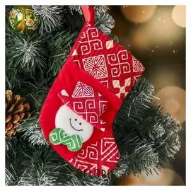 Носок для подарков "Ночь перед рождеством" 13*17,5 см, снеговик красный