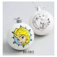 Новогоднее елочное украшение под раскраску холодное сердце, набор 2 шт, размер шара 5,5 см