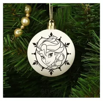Новогоднее елочное украшение под раскраску "Эльза" холодное сердце, размер шара 5,5 см