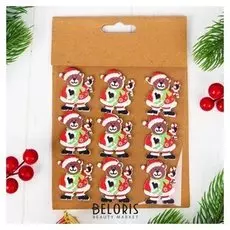 Новогодний декор-наклейки "Новогодний мишка", набор 9 шт.